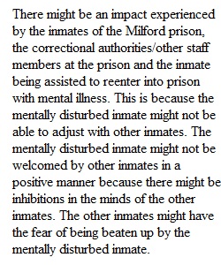 Week 8 Mental Illness and Milford - Is it a Mental Institution or a Prison